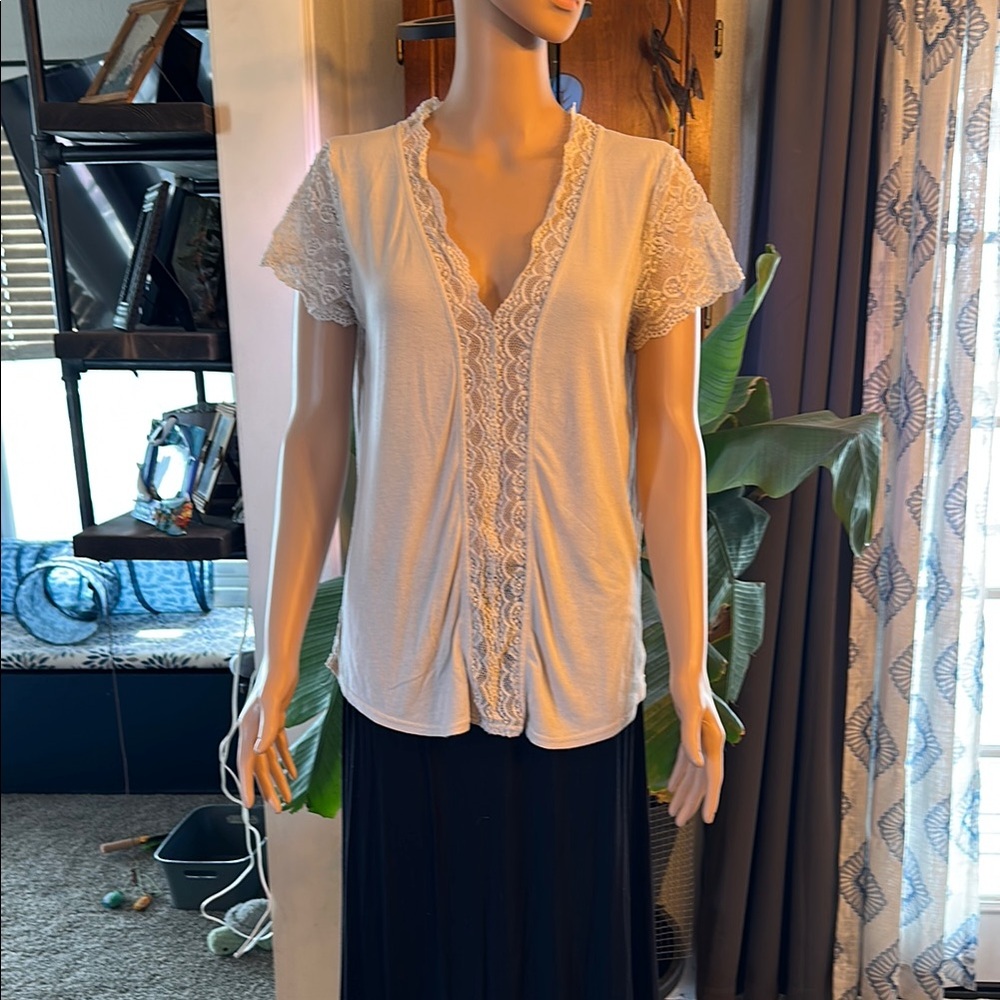 Elegant White Lace Trim Top